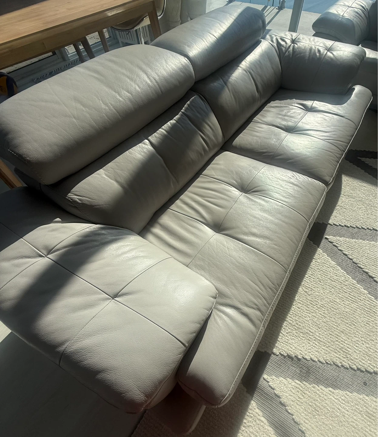 Grey Leather Sofa with love seat - photo 3