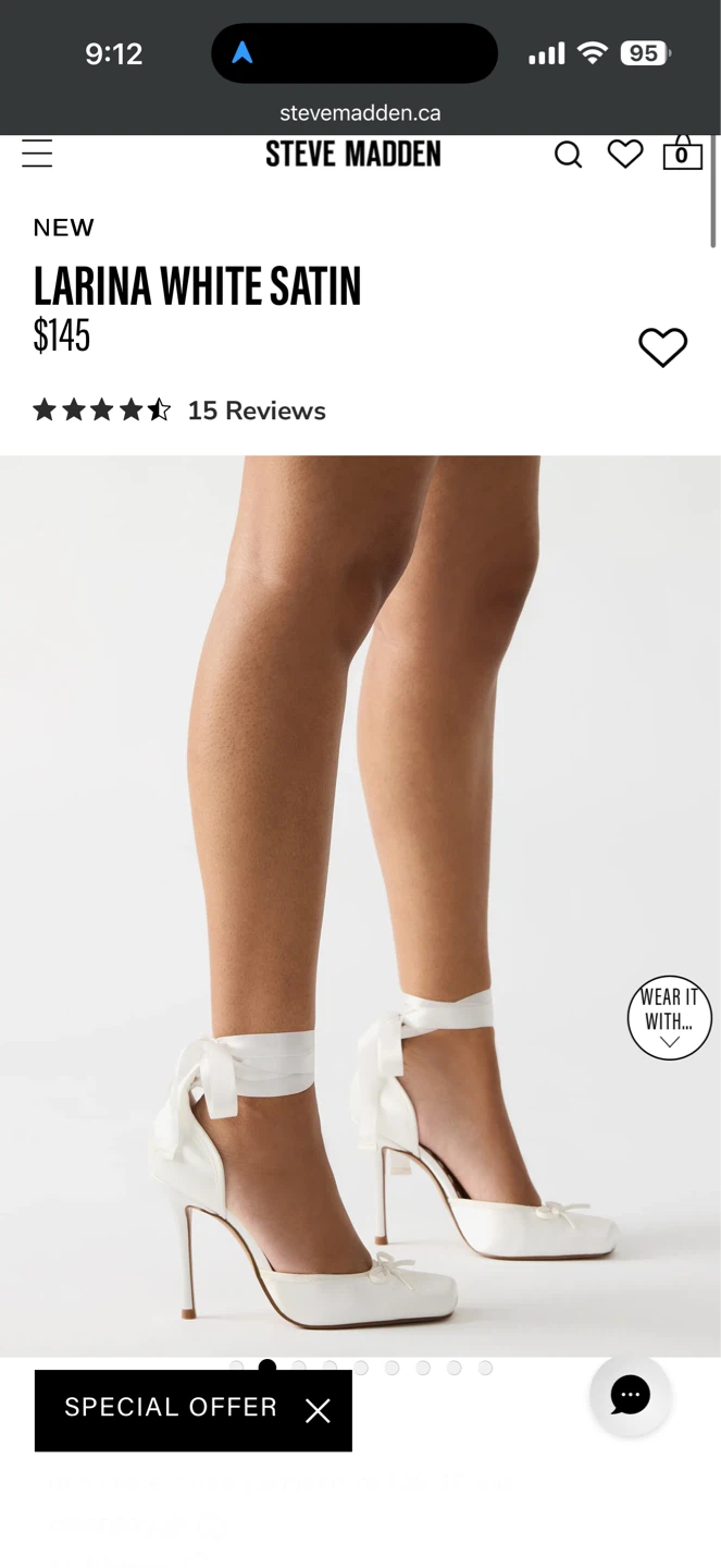 Steve Madden Larina White Satin Heels