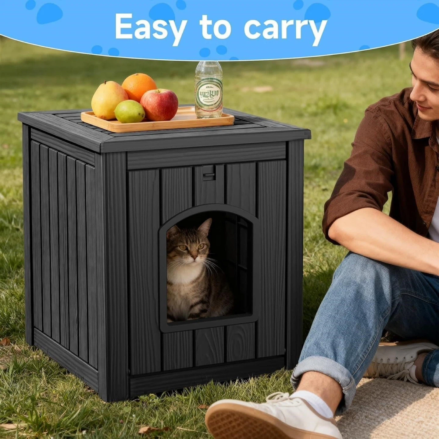 Brand new litter box enclosure Waterproof Resin Pet House - photo 2