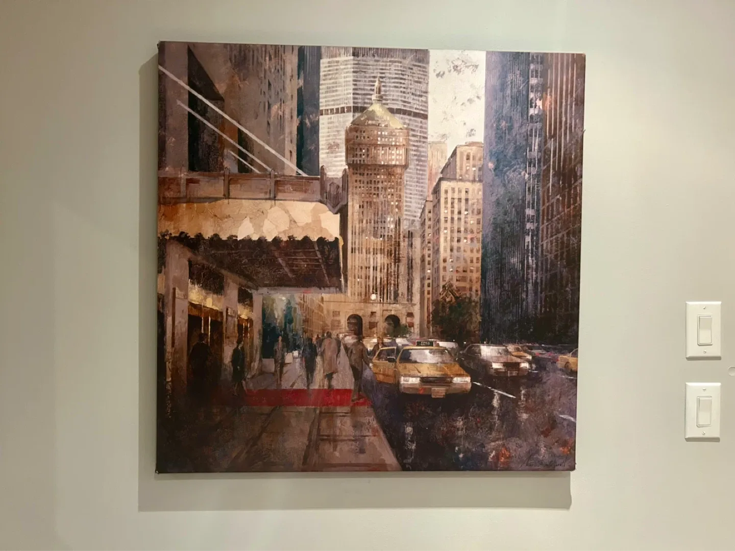 New York Cityscape Canvas Wall Art with Yellow Taxis - photo 2
