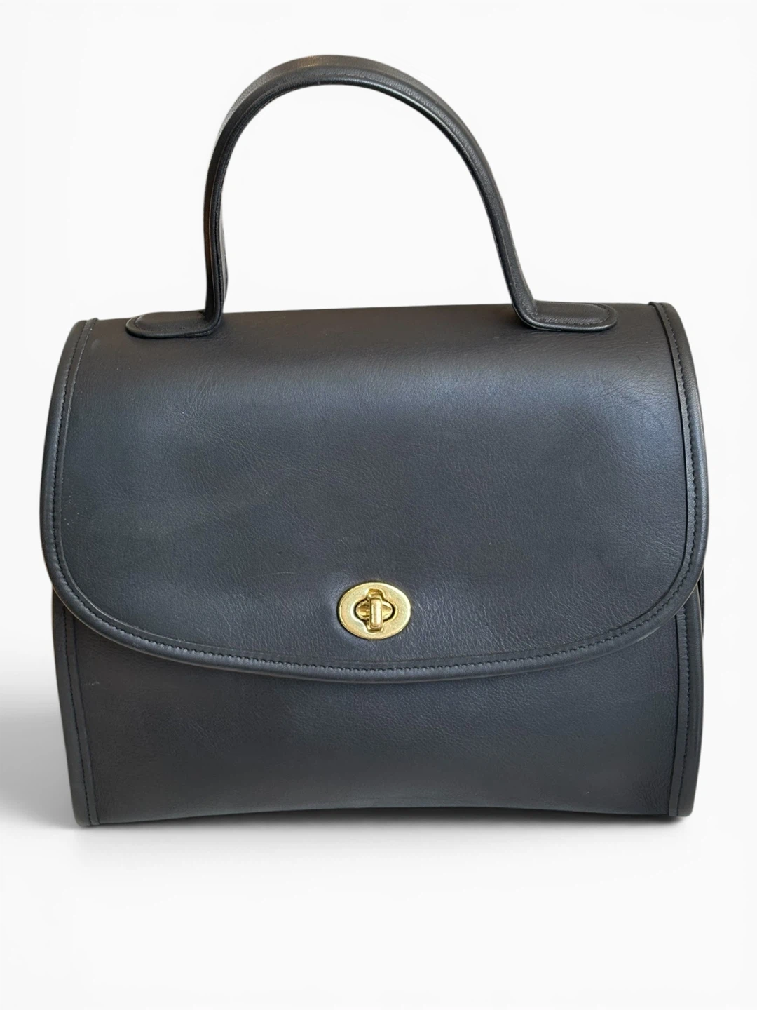 VintageCoach Manor  Black Leather Handbag