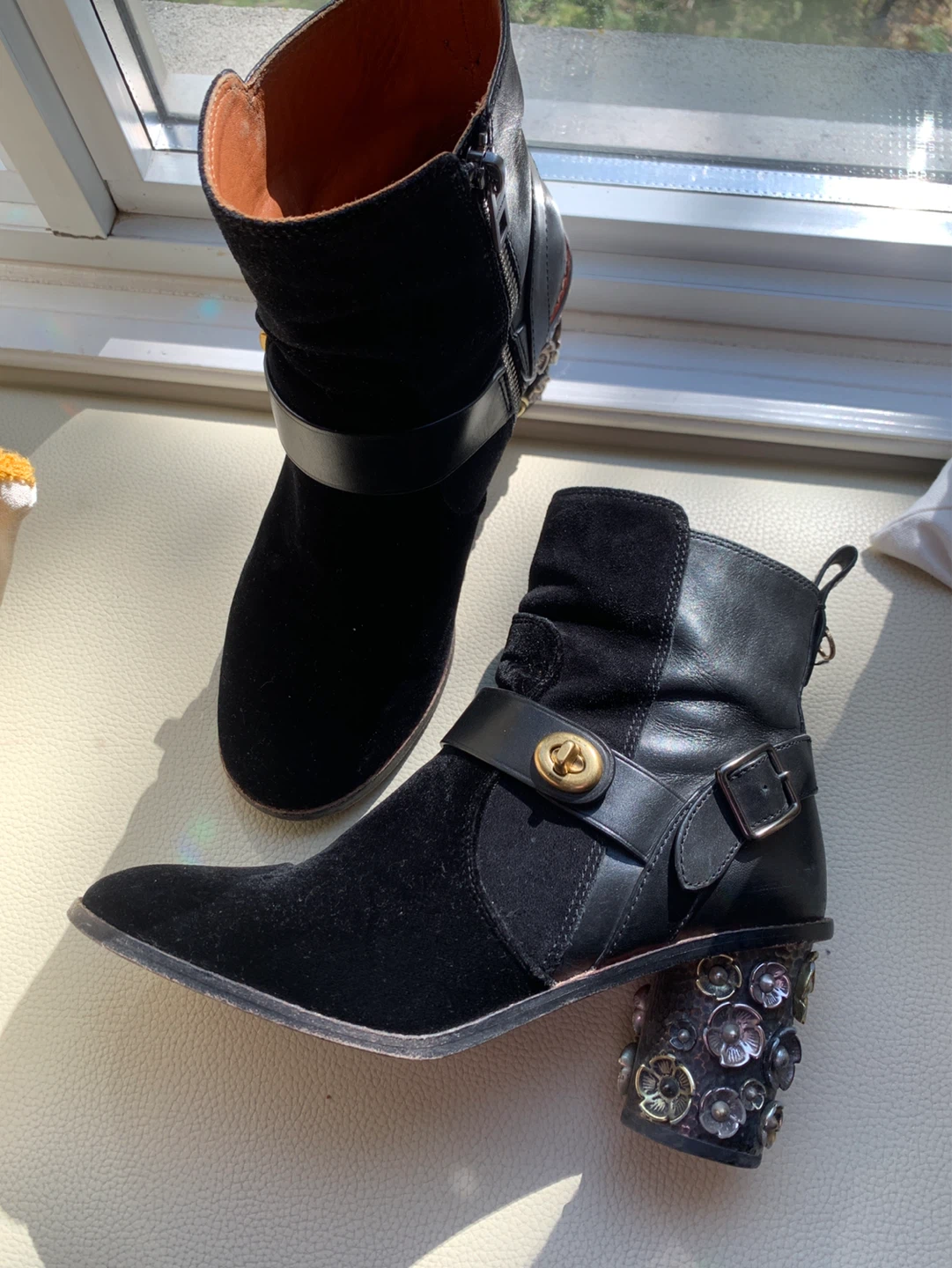 Coach Black Suede & Leather Boots - Women's Size 8 US