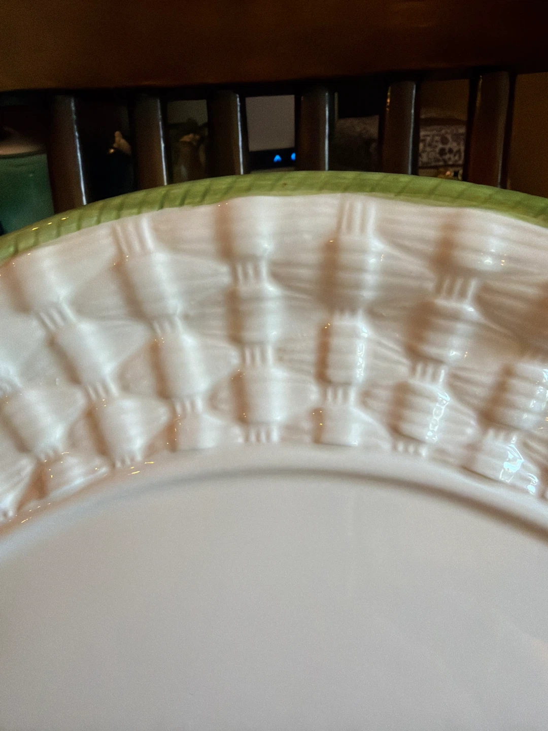 Oval Serving Platter - White with Green Trim - photo 2
