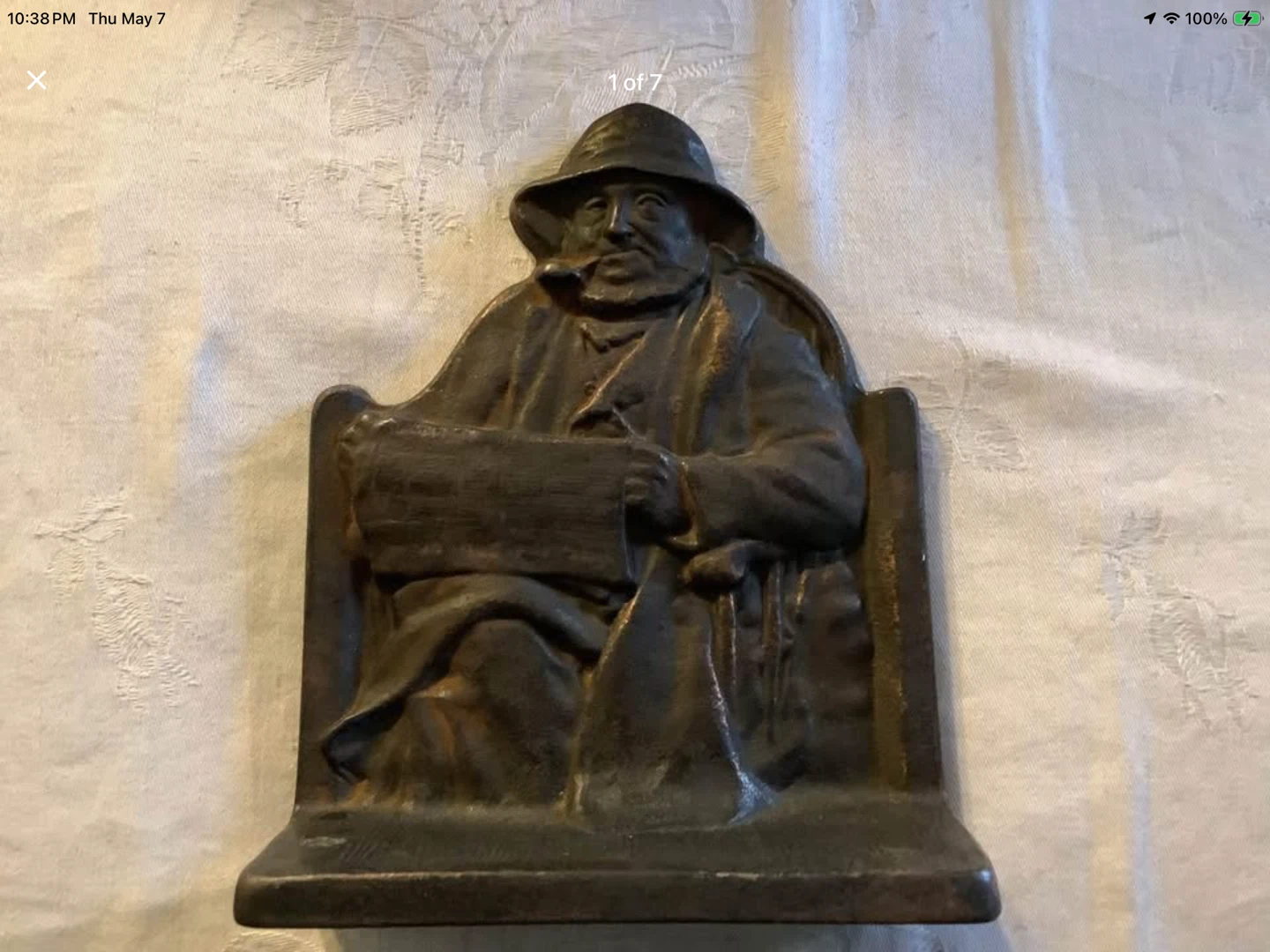 1928 Cape Cod Cast Iron Fisherman Bookend 🐞