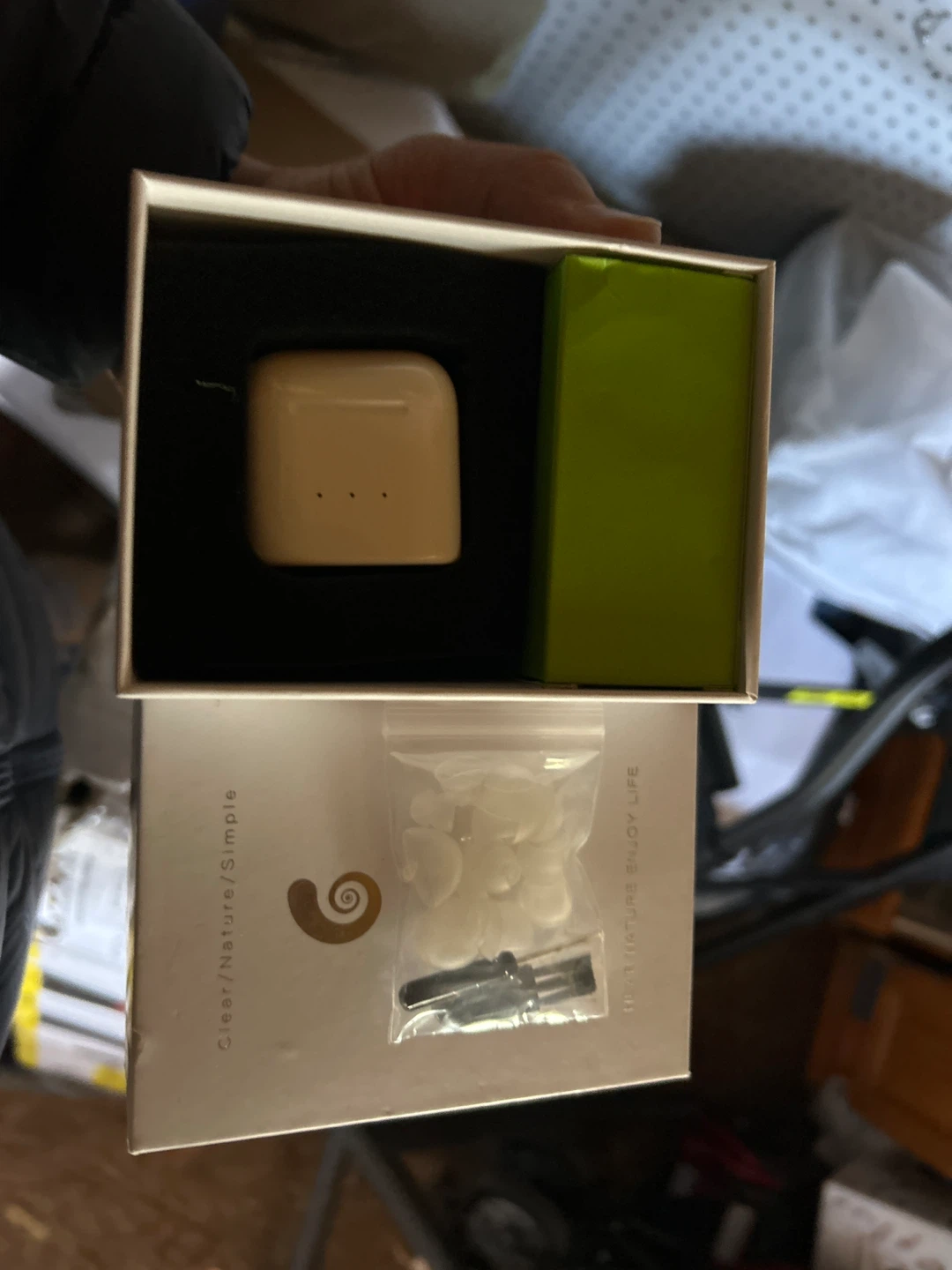 Beige Wireless Earbuds with Charging Case