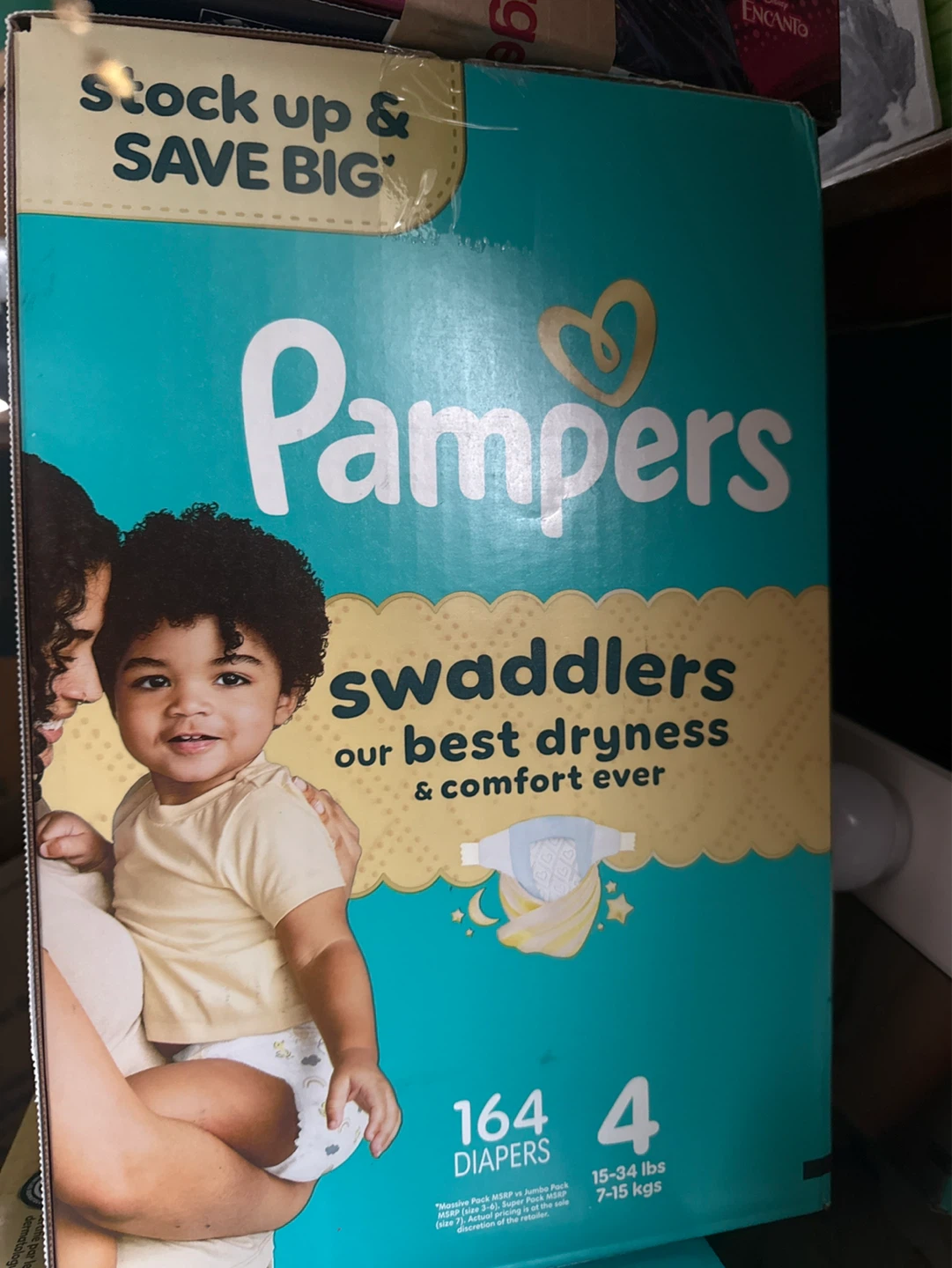 Pampers Swaddlers Diapers, Size 4, 164 Count