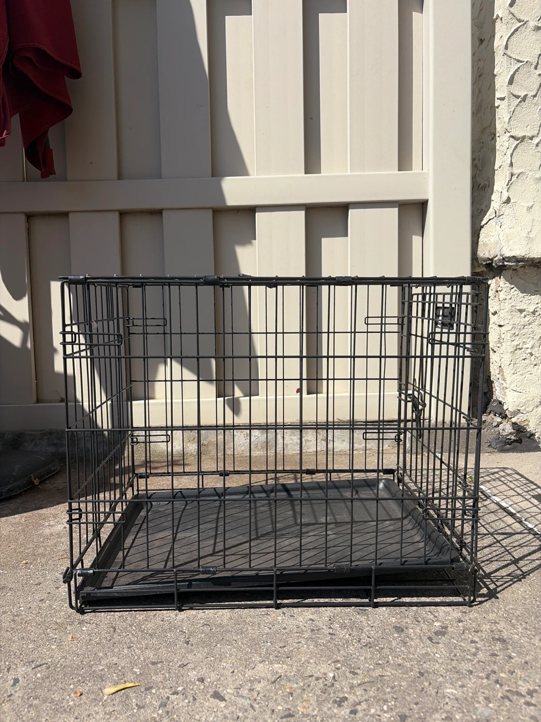 Black Metal Dog Crate with Tray - photo 2