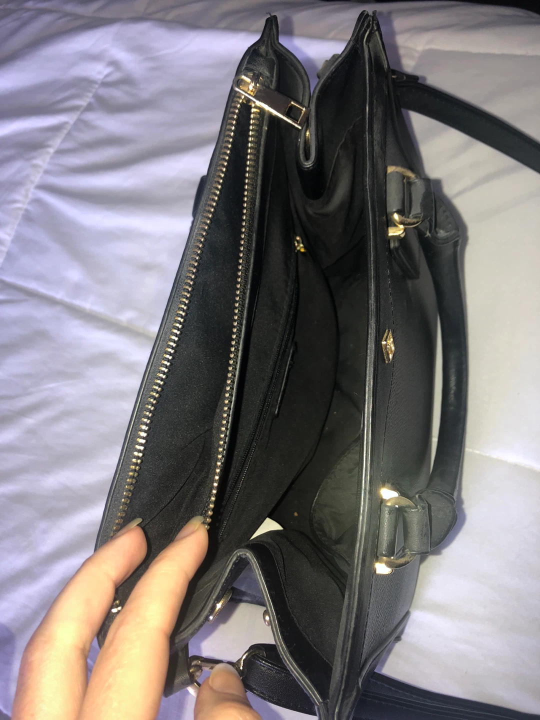 Black Faux Leather Top Handle Bag - photo 4
