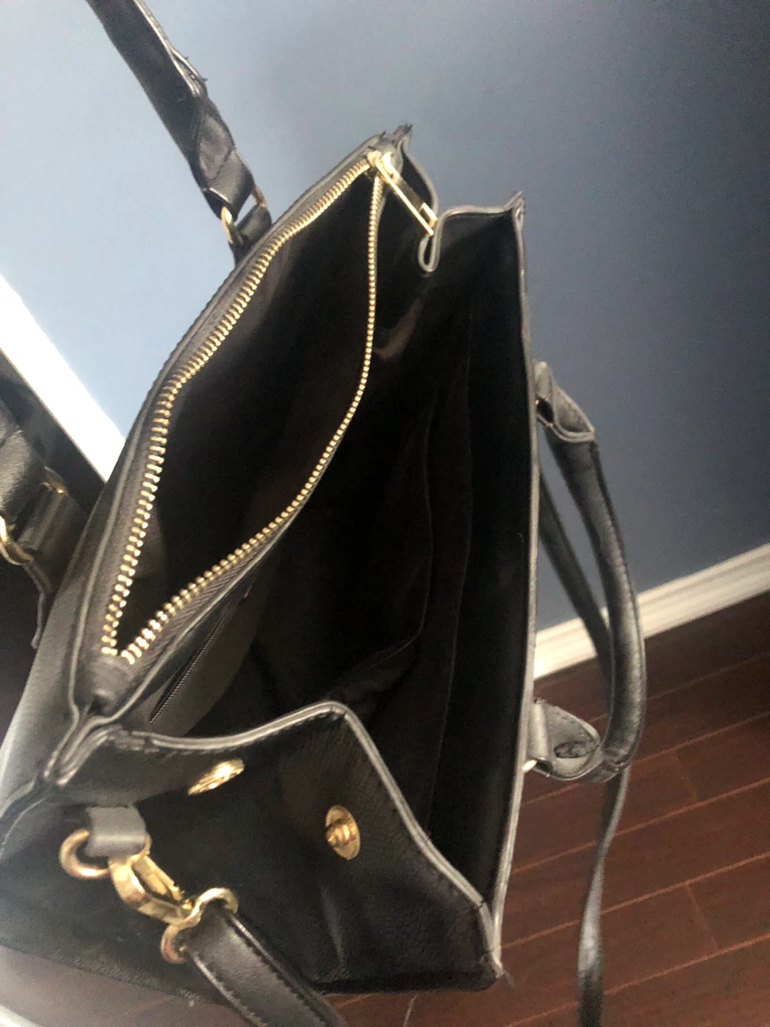 Black Faux Leather Top Handle Bag - photo 3