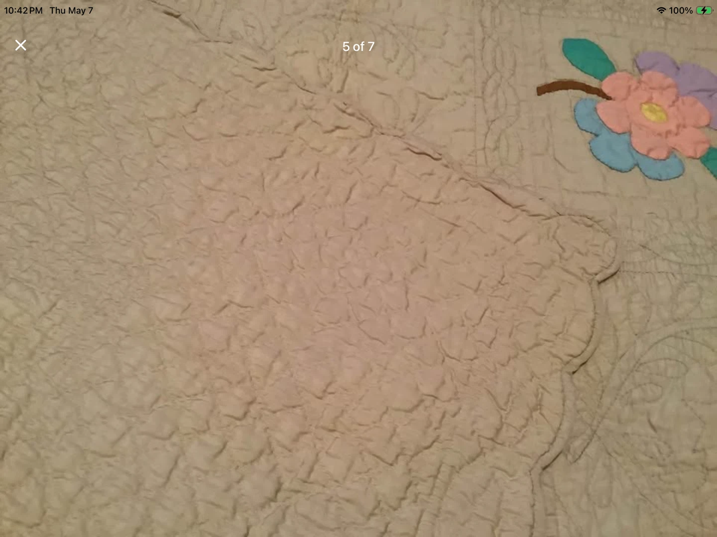 Vintage Hand Made Flowered Extra Large Twin Quilt - photo 4
