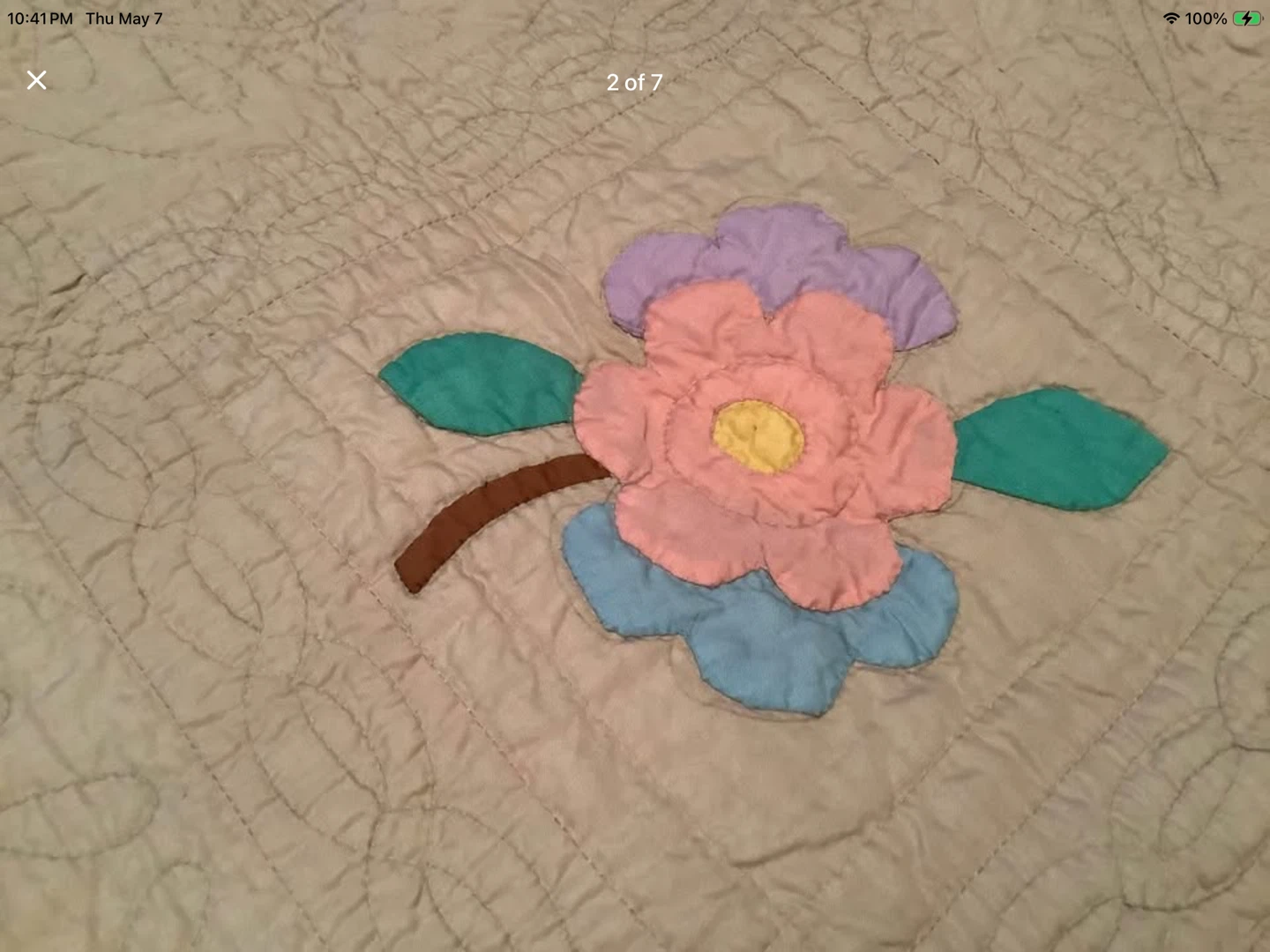 Vintage Hand Made Flowered Extra Large Twin Quilt - photo 2