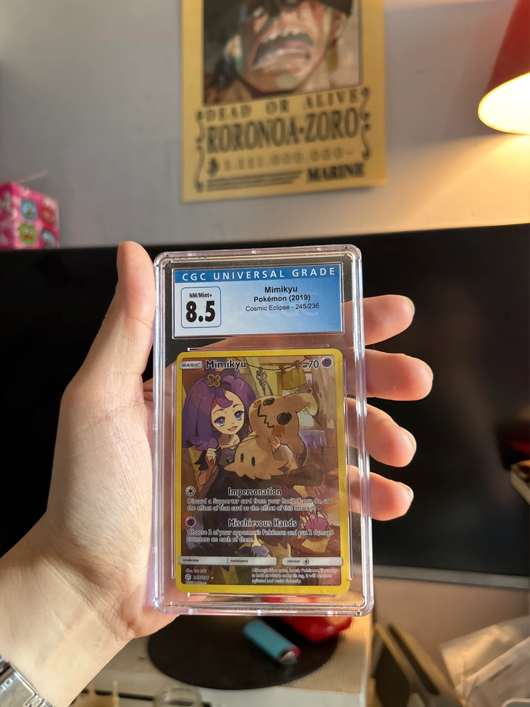 CGC Graded Mimikyu Pokémon Card 8.5 - Cosmic Eclipse (2019)
