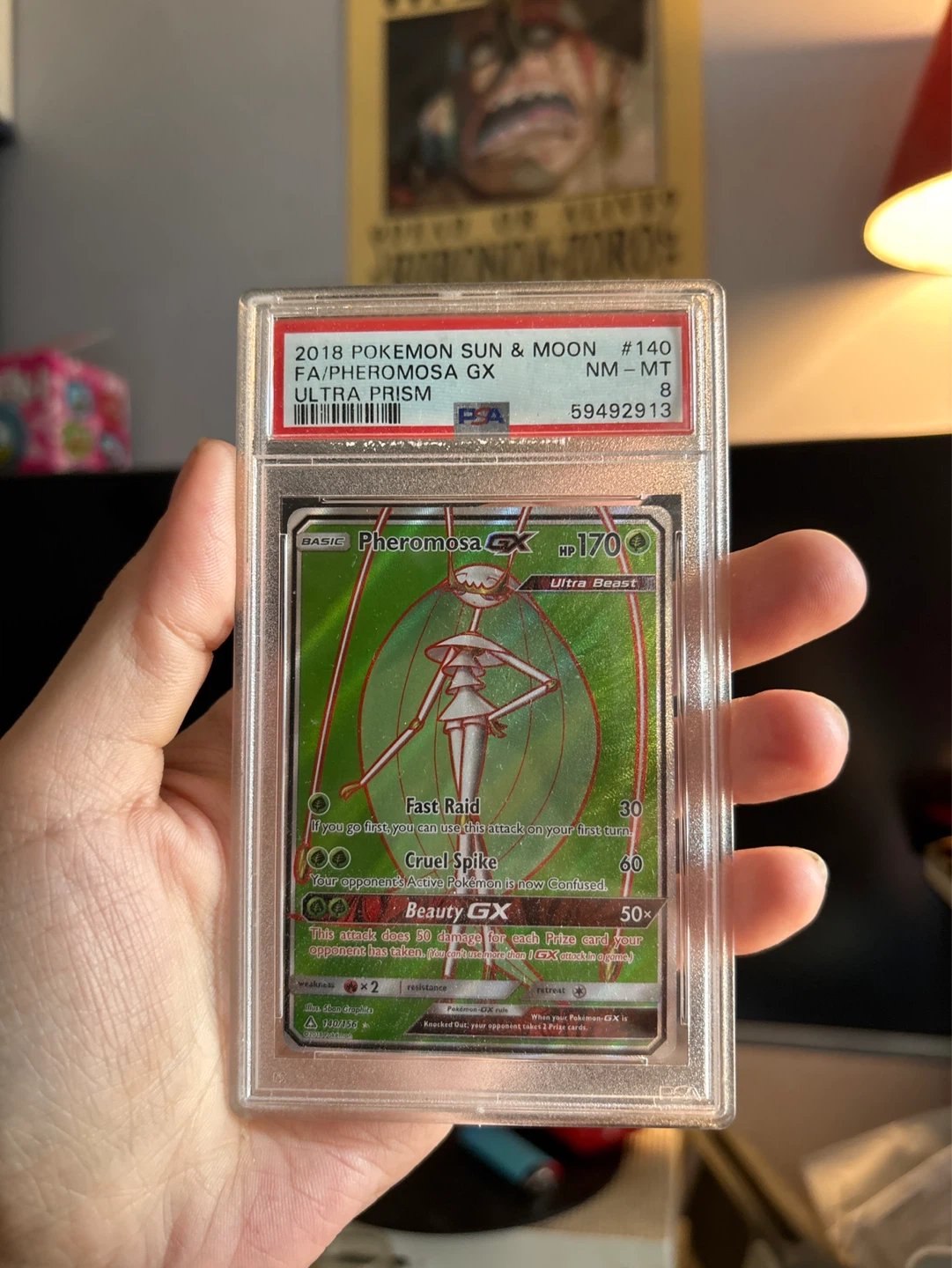 2018 Pokemon Sun & Moon Pheromosa GX Ultra Prism #140 PSA 8 Card