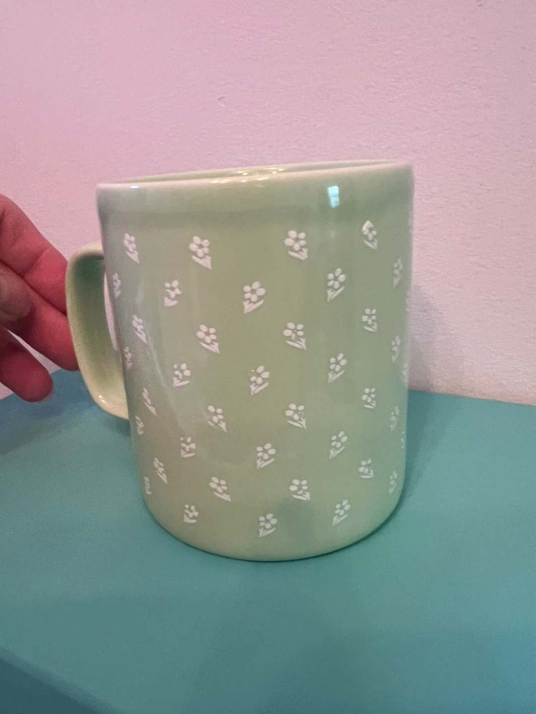 Light Green Mug with White Flowers - Made in England - photo 3