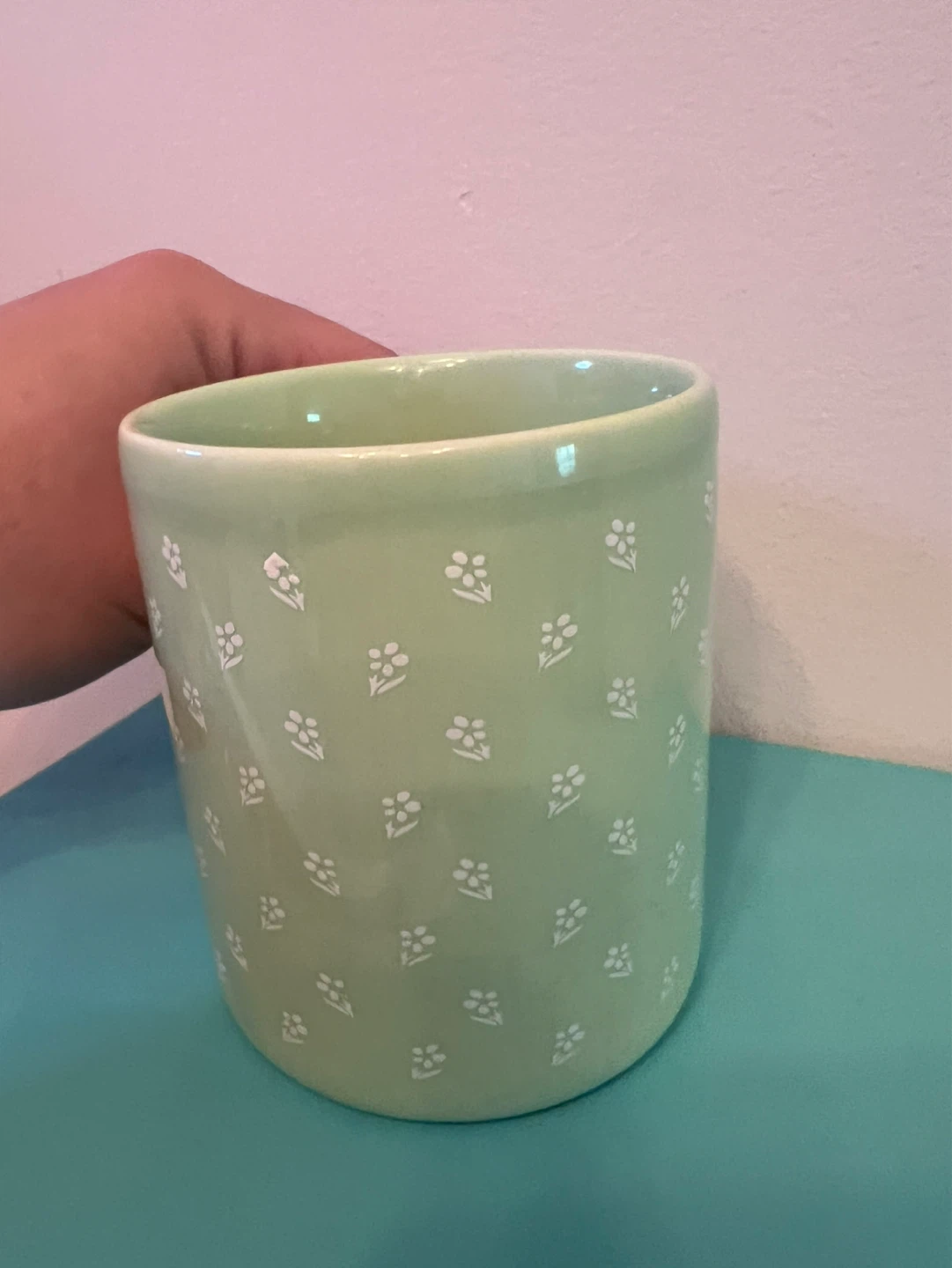 Light Green Mug with White Flowers - Made in England - photo 5