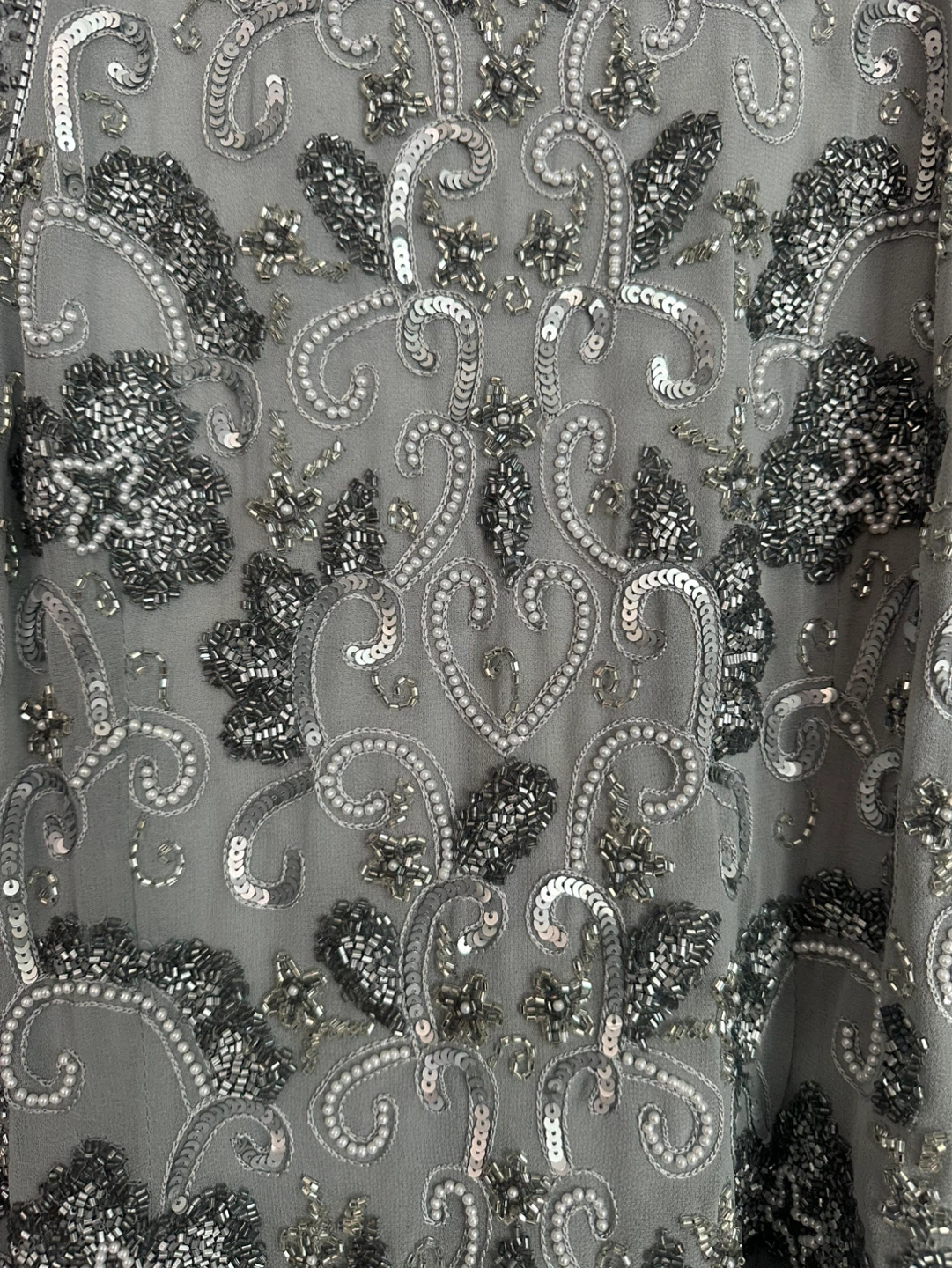 J Kara Silver Sequin Beaded Chiffon Maxi Dress - photo 3