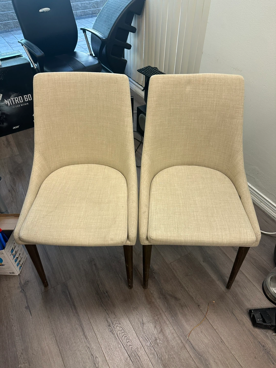 Set of 2 Beige Upholstered Dining Chairs