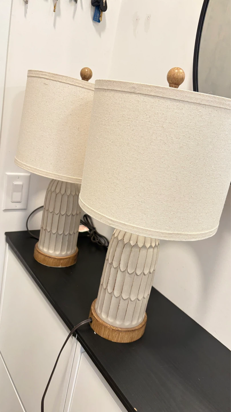 Set of 2 Cream Textured Table Lamps with USB Ports - photo 3