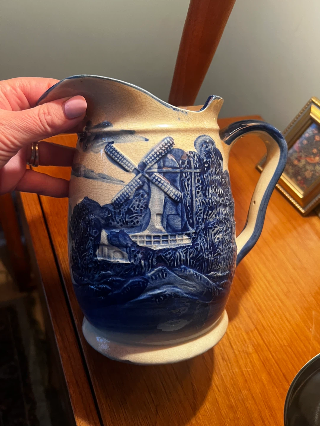 Vintage Blue and White Delft-style Pitcher