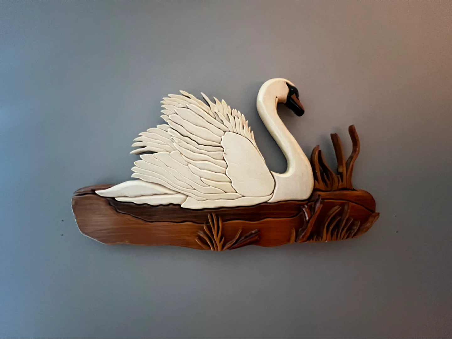 Wooden Swan Wall Art - 28 cm