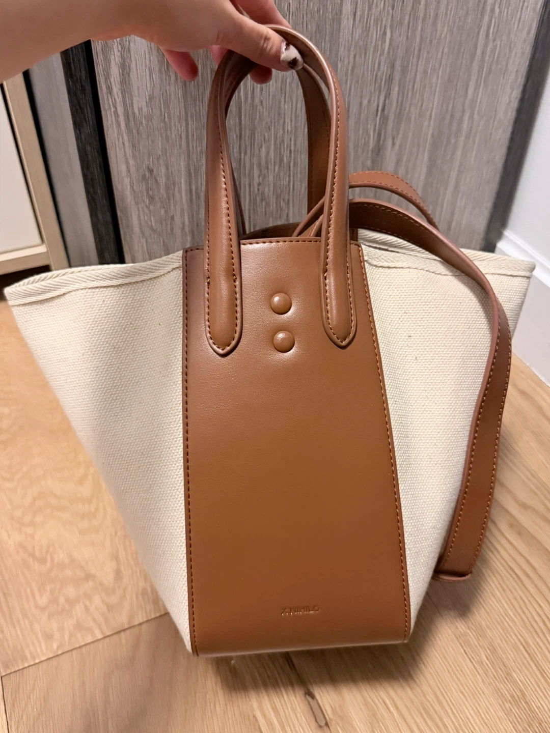 XNIHILO Tote Bag - Tan and Cream Canvas