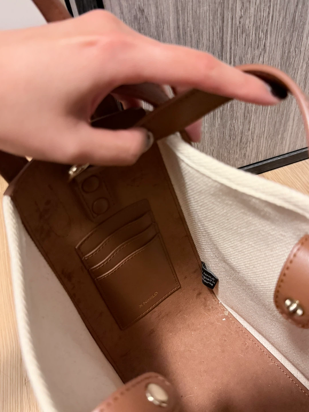 XNIHILO Tote Bag - Tan and Cream Canvas - photo 5