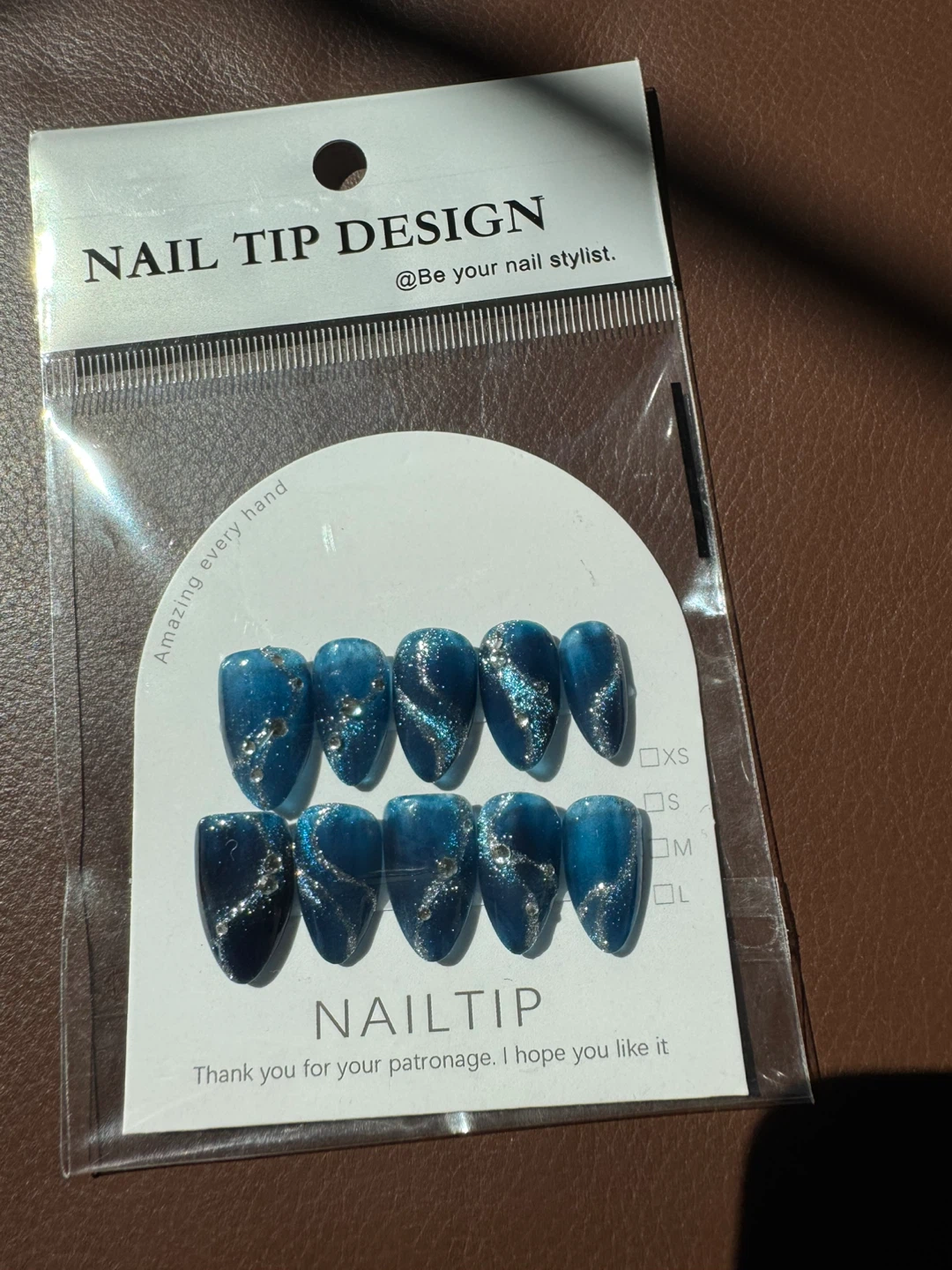 Nail Tip Design Press-On Nails - Blue Marble Glitter