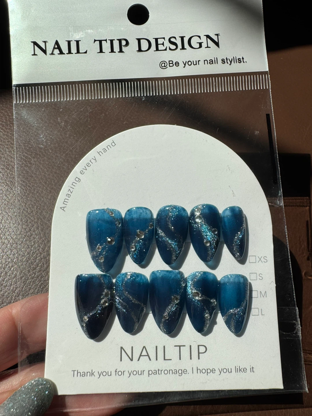 Nail Tip Design Press-On Nails - Blue Marble Glitter - photo 2