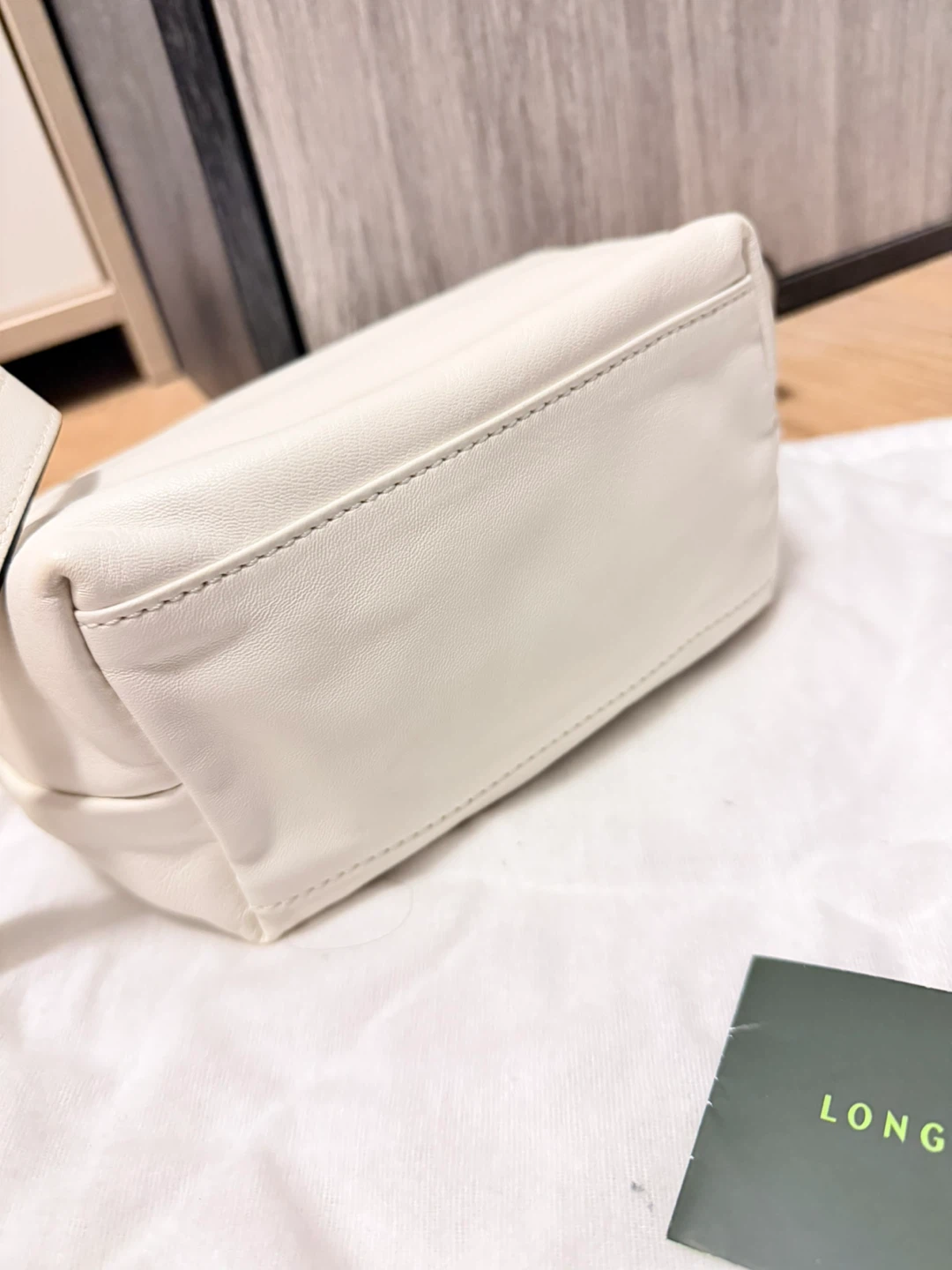 White Leather Longchamp Handbag mini - photo 4