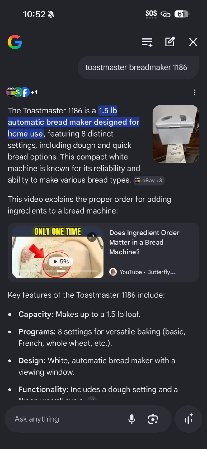 Toastmaster Breadmaker with Bread Machine Bounty cookbook - photo 4