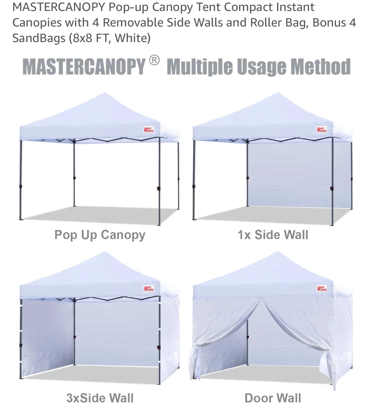MASTER CANOPY Pop-up Canopy Tent 8x8 FT White - photo 3