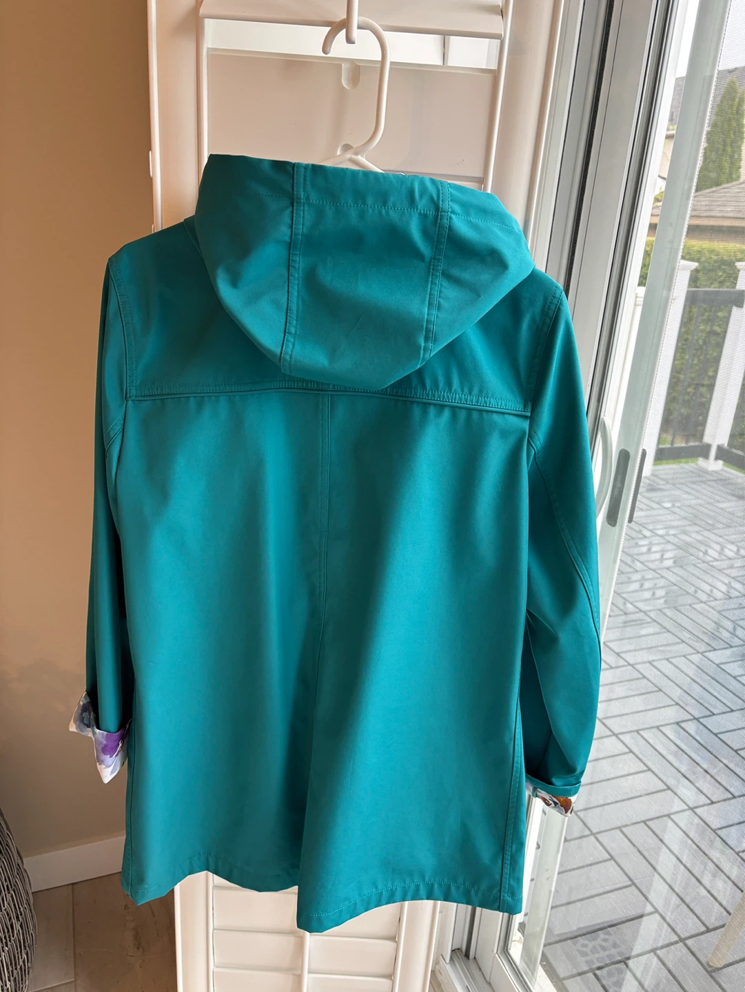 TanJay Teal Floral Lined Hooded Rain Jacket - photo 2
