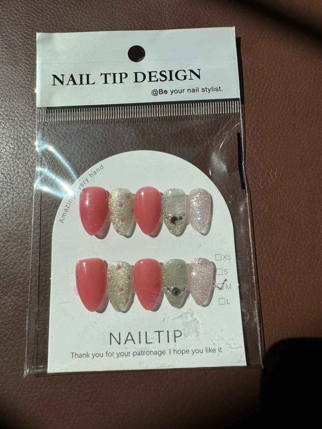Handmade Press On Nails- Pink & Glitter Set