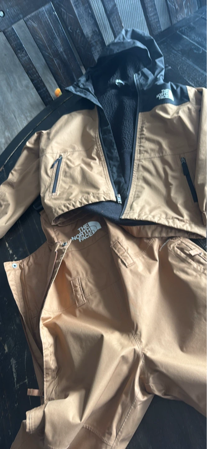 The North Face Boys Tan Ski Jacket and Bib Pants Set