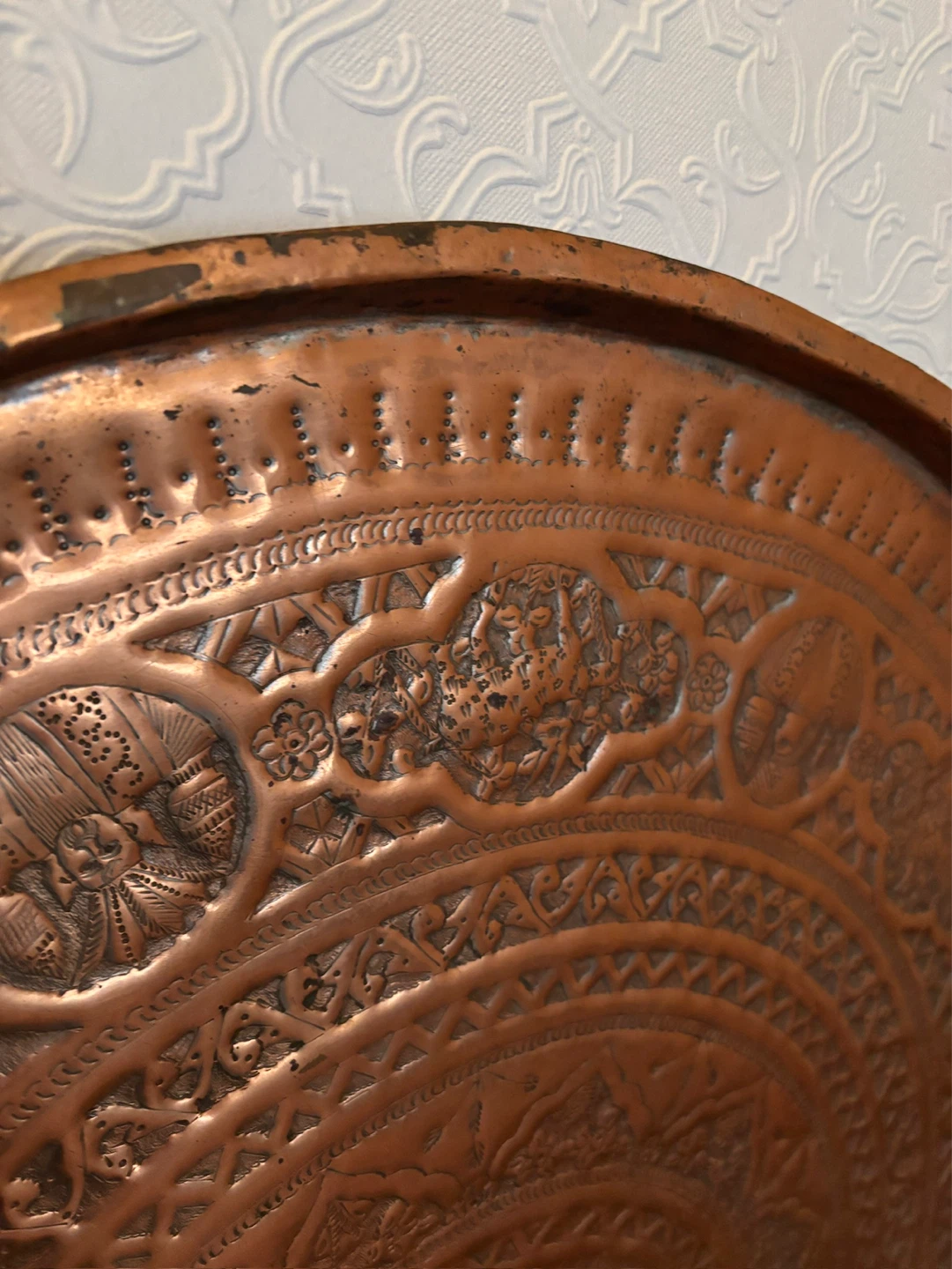 Antique Copper Plate and Hanger - photo 3