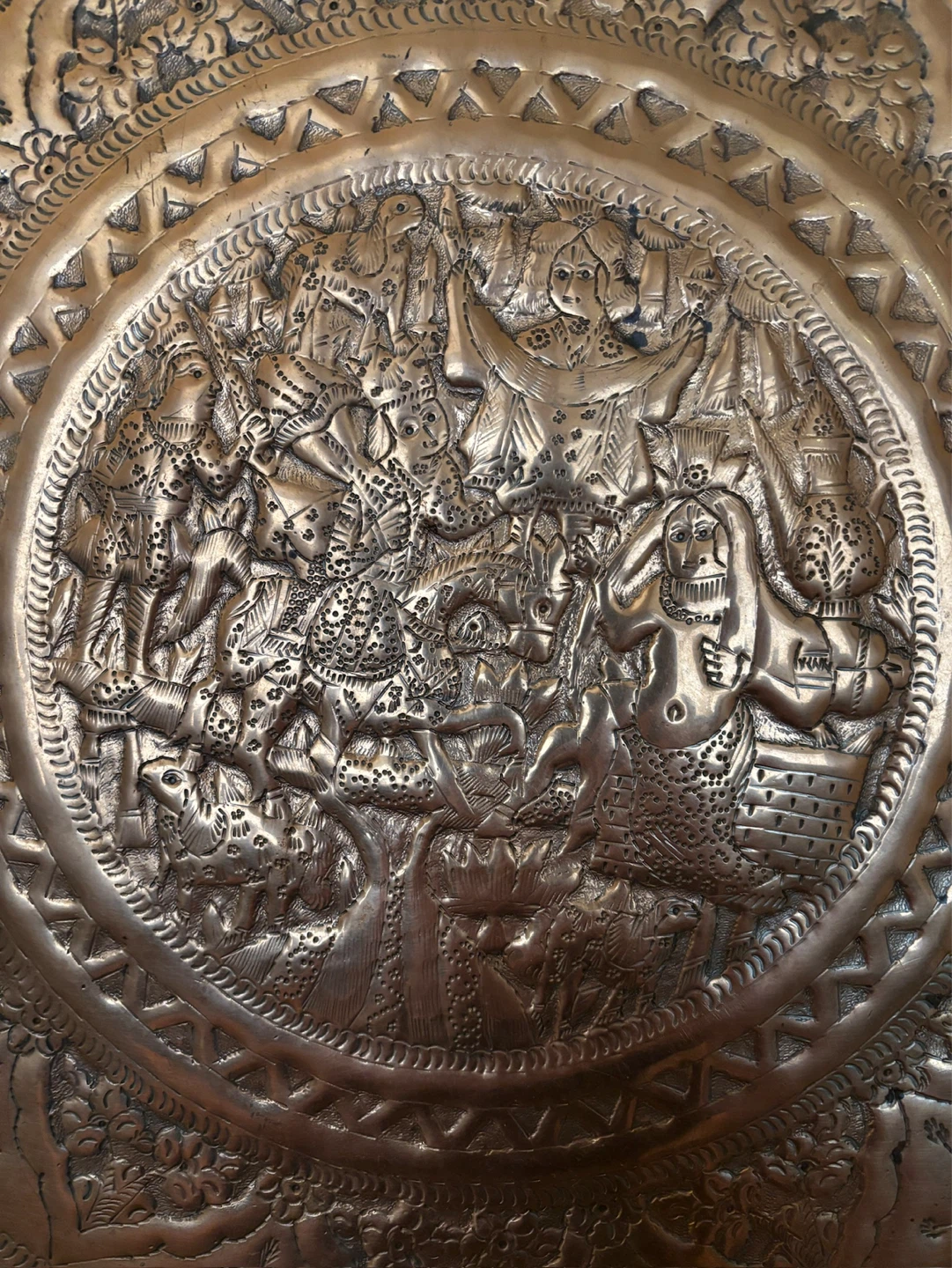 Antique Copper Plate and Hanger - photo 2
