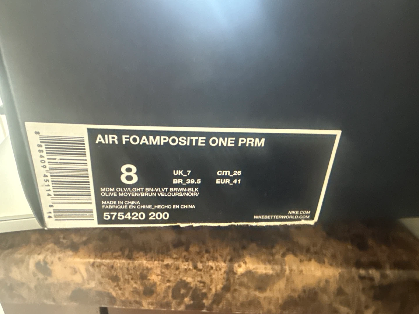Nike Air Foamposite One PRM Olive Size 8 - photo 2