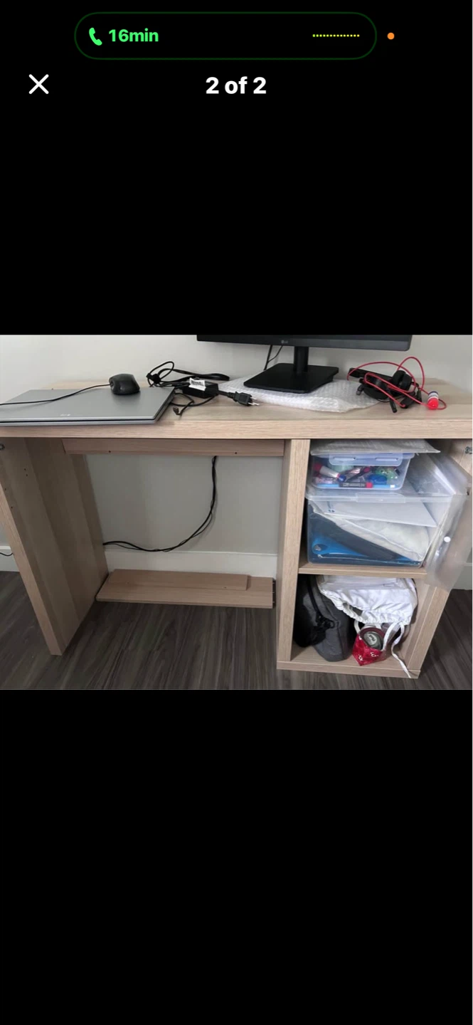 Light Oak Desk with Storage