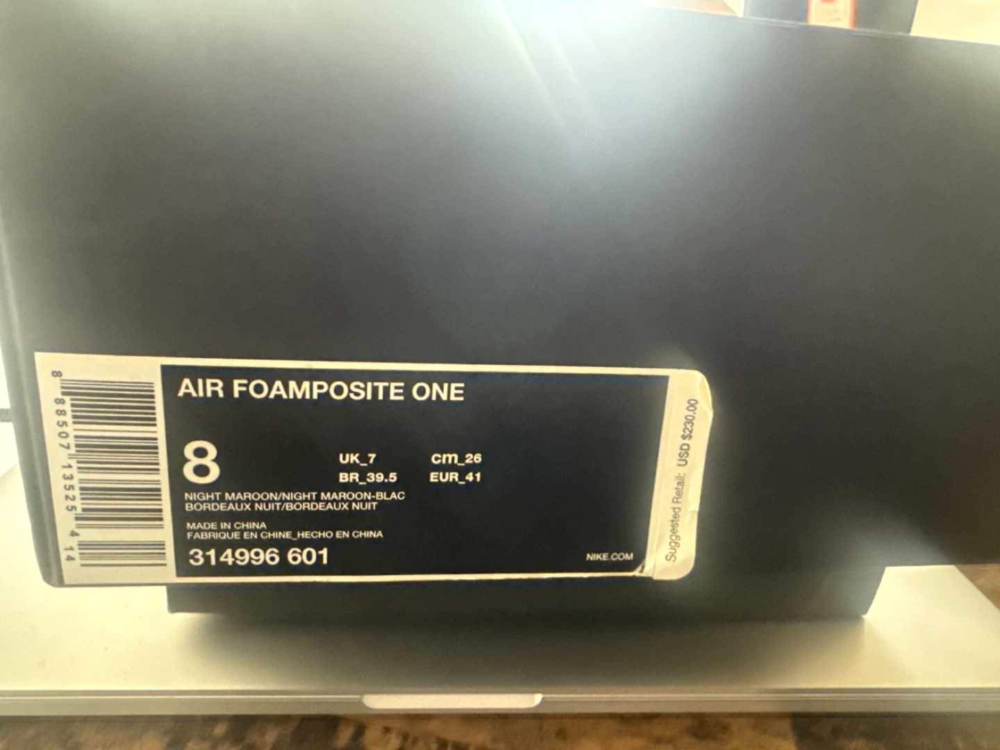 Nike Air Foamposite One 'Night Maroon' Size 8 - photo 2