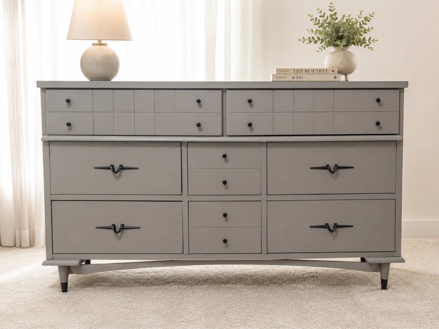 Grey Mid-Century Modern Dresser
