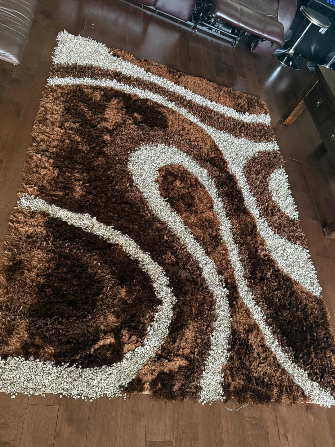 Brown and White Shaggy Area Rug - photo 2