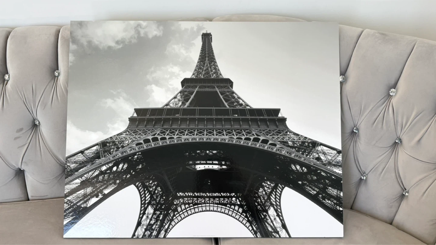 Eiffel Tower Black and White Wall Art Canvas Print