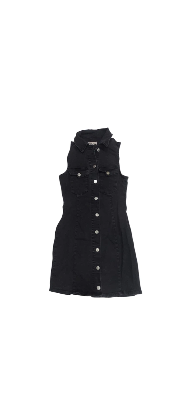 Zara Sleeveless Button-Front Black Denim Mini Dress - photo 3