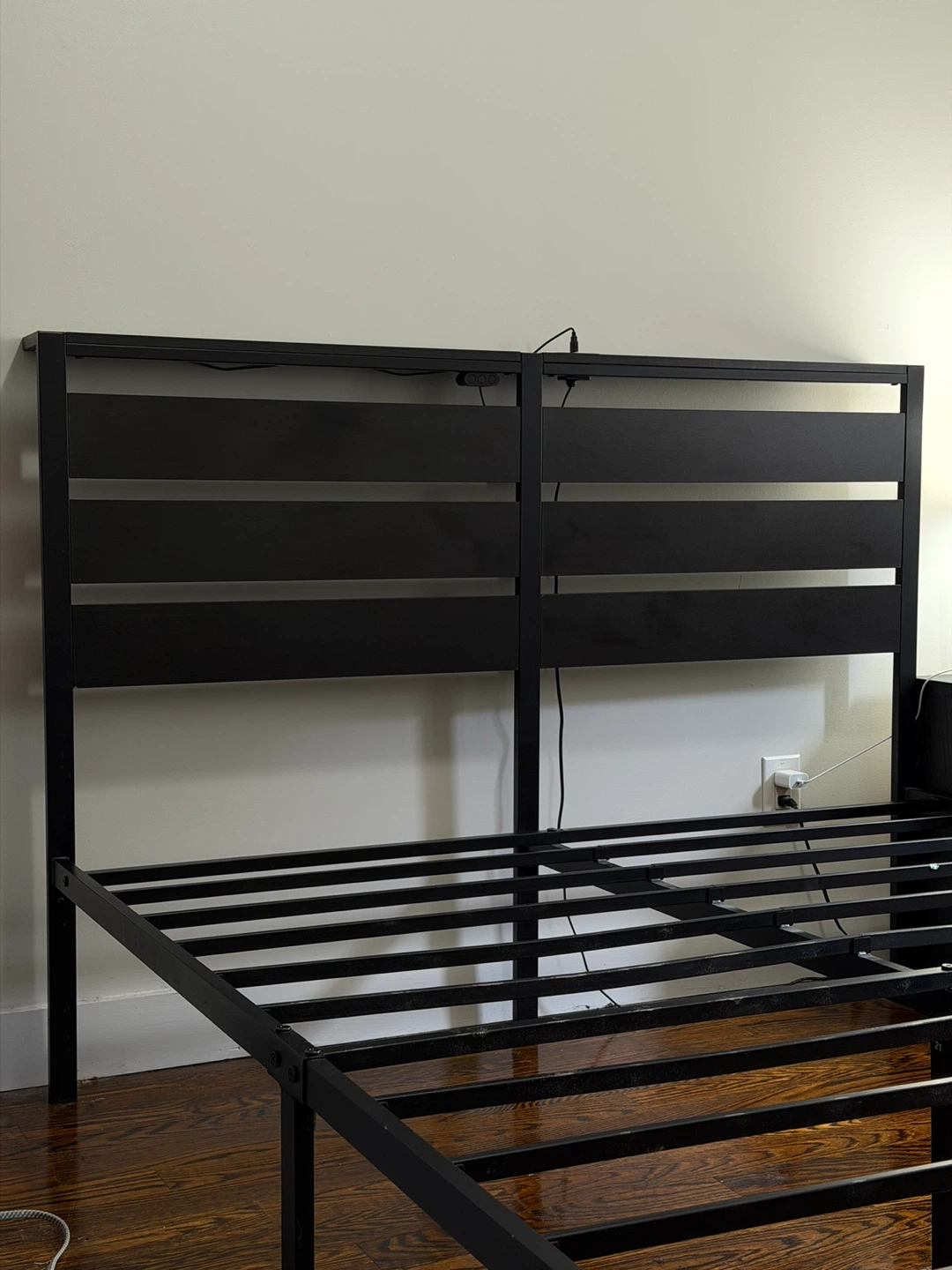 Black Metal Bed Frame with Headboard - photo 5