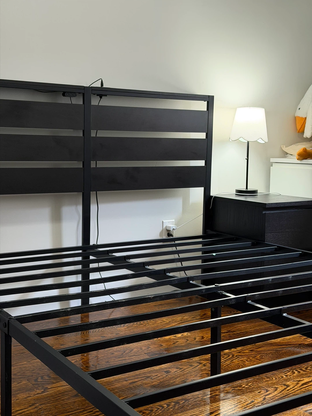 Black Metal Bed Frame with Headboard - photo 4