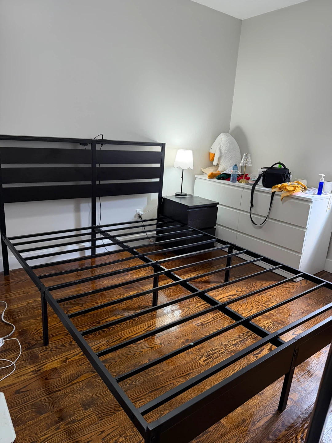 Black Metal Bed Frame with Headboard