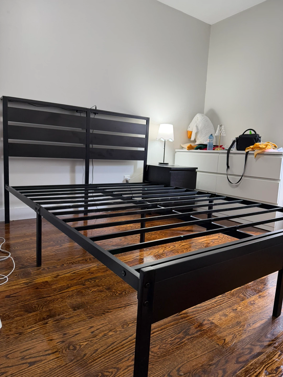 Black Metal Bed Frame with Headboard - photo 2