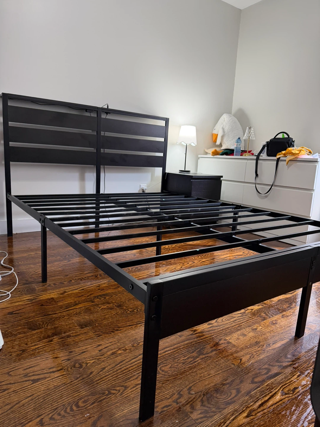 Black Metal Bed Frame with Headboard - photo 3