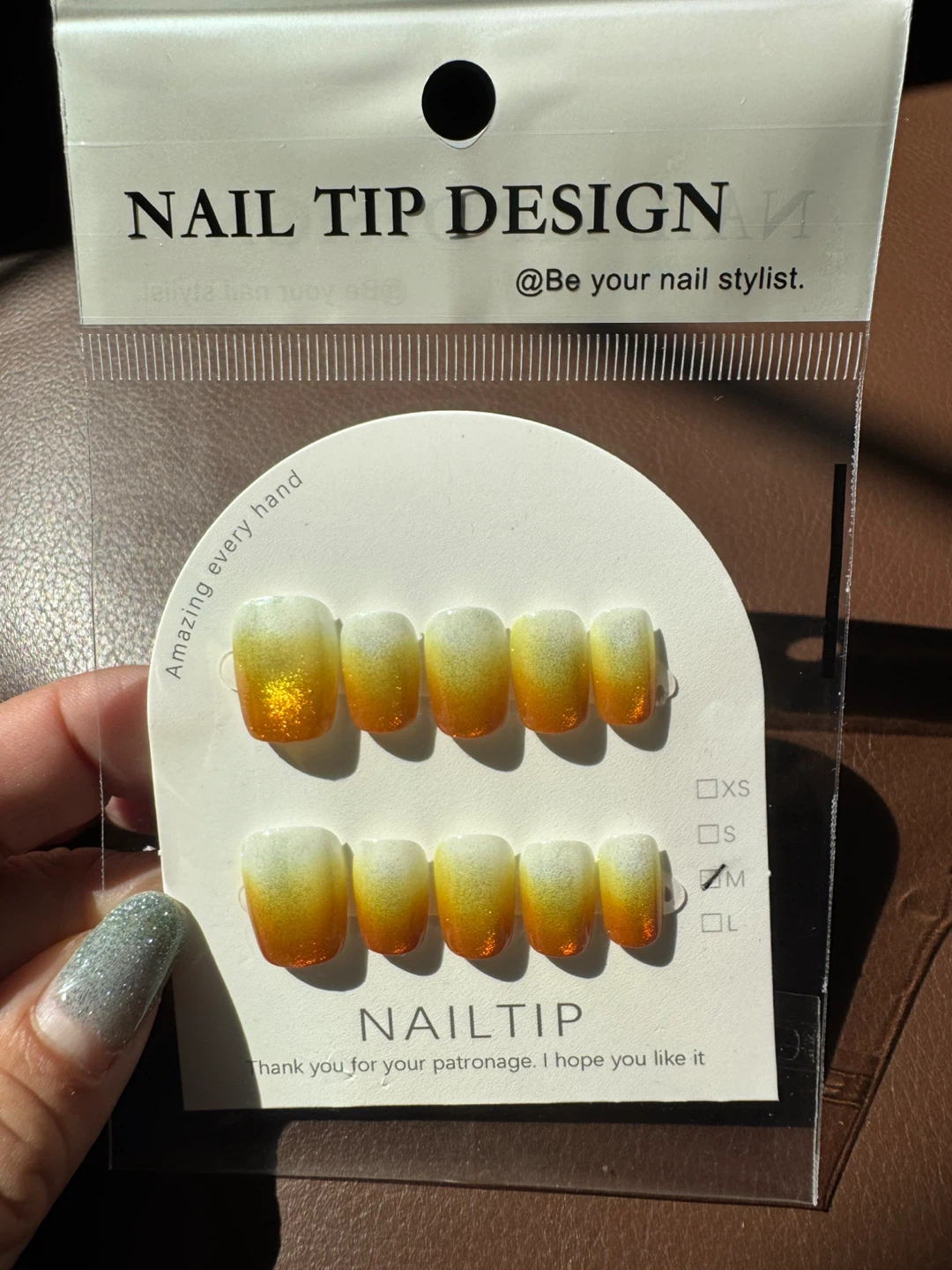 Handmade Press On Nails - Yellow Ombre Glitter