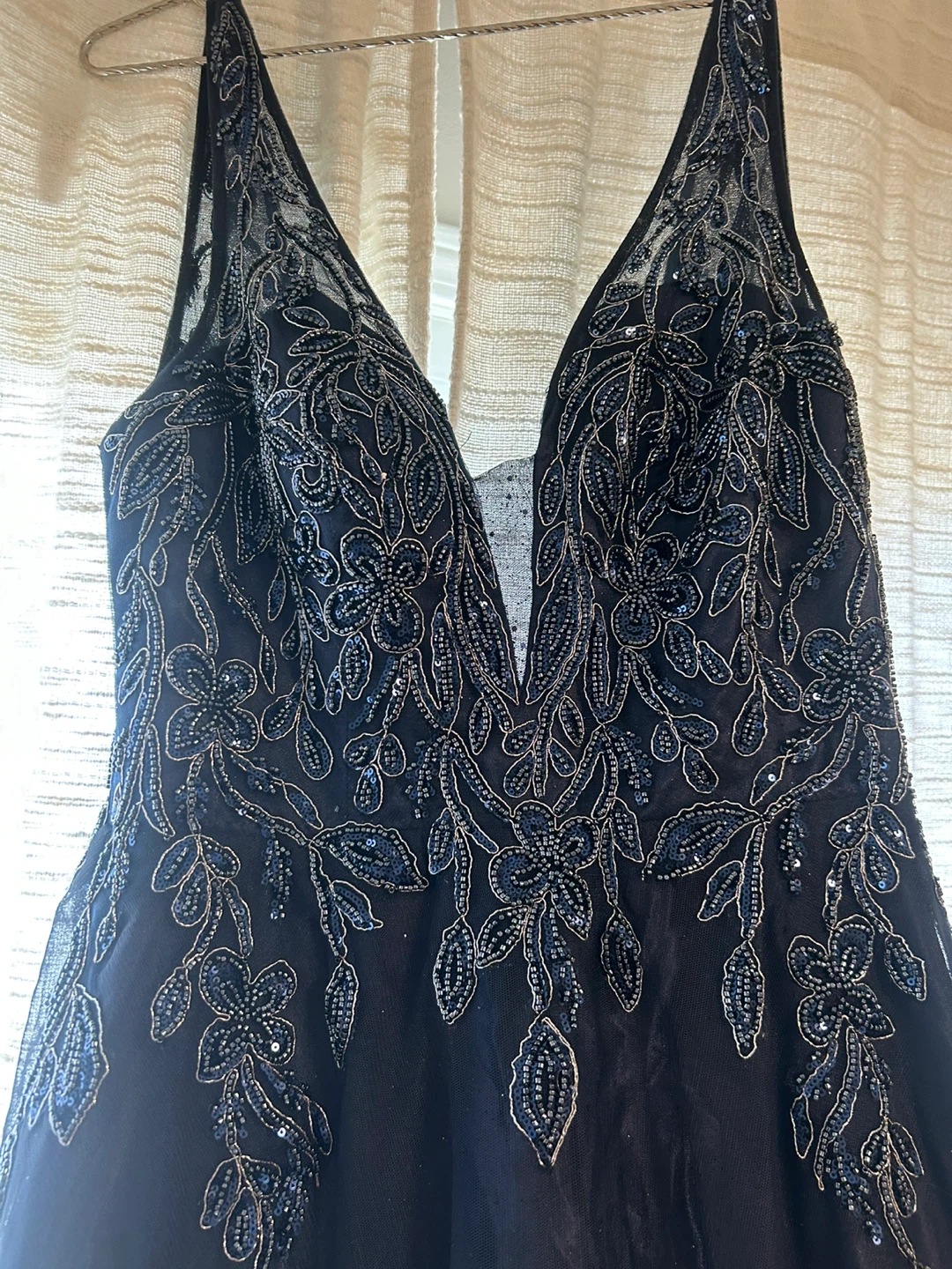 Formal Gown - Navy Blue Embellished Tulle Gown - photo 5